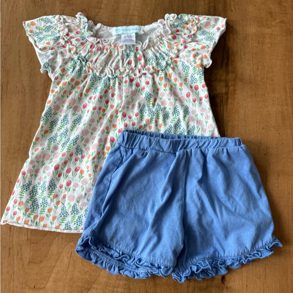 Nwot Feather Baby Top And Shorts